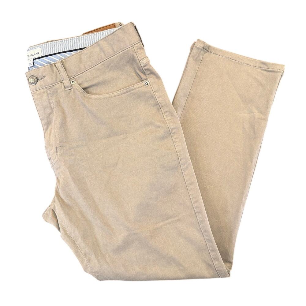 NWOT Peter Millar Khaki Pants Men’s 33x27 Stretch Cotton Modal Flat Front